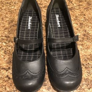 Skechers Leather Wedge Mary Janes
